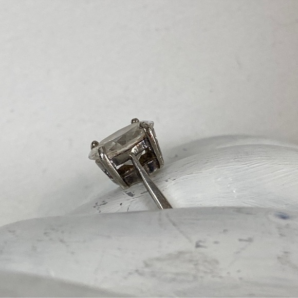 Cubic zirconia faceted solitaire 925 sterling silver ring artist initials SU - Picture 3 of 8